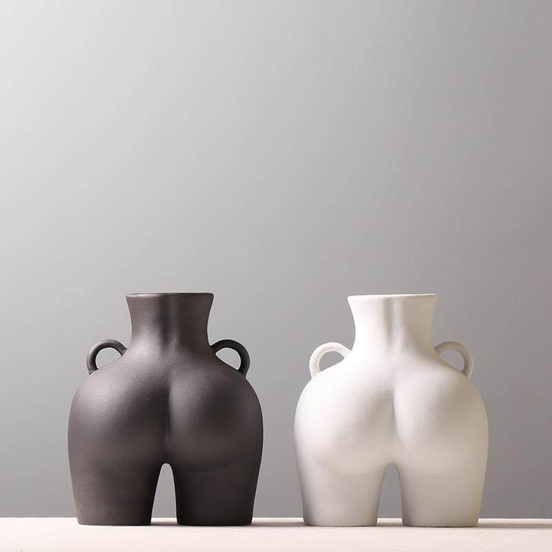 屁屁陶瓷花瓶简约现代黑白色插花装饰品磨砂质感创意臀部摆件风格,机械设备,其他机械设备,淘宝优惠券,粉丝福利购,淘宝优惠卷