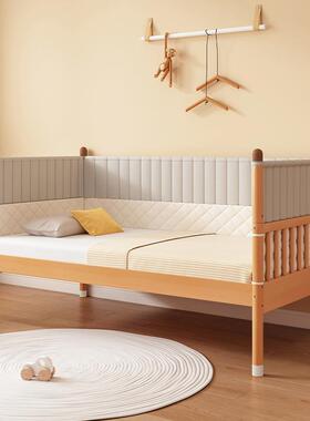加高护栏儿童床实木榉木加宽大人床边宝宝bb婴儿单人小床拼接大床
