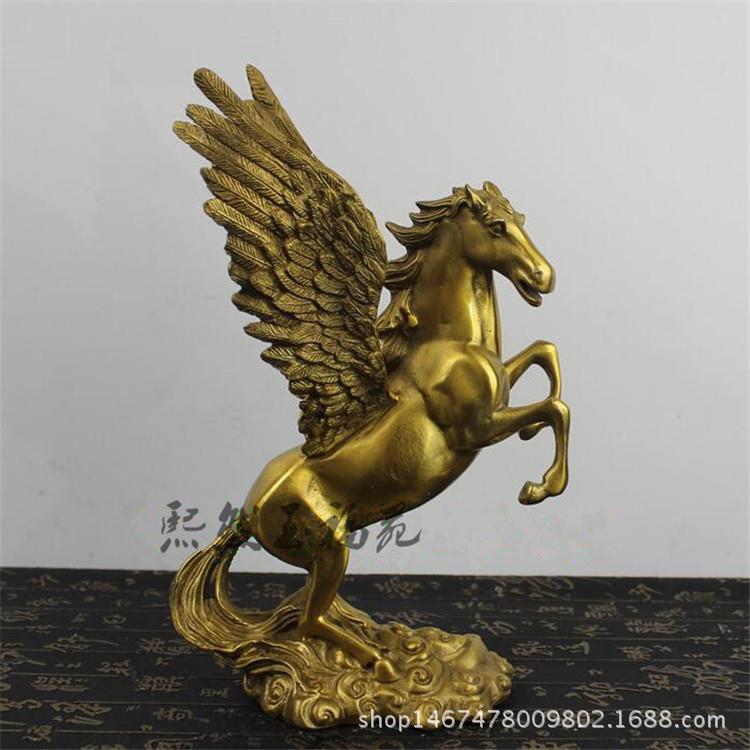 纯铜飞马摆件风水铜生肖马带翅膀马家居装饰工艺品摆设