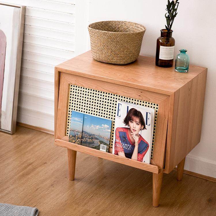 北欧实木藤编床头柜简易民宿卧室储物床边柜原木色客厅沙发边柜,纺织面料/辅料/配套,纺织机械配件,淘宝优惠券,粉丝福利购,淘宝优惠卷