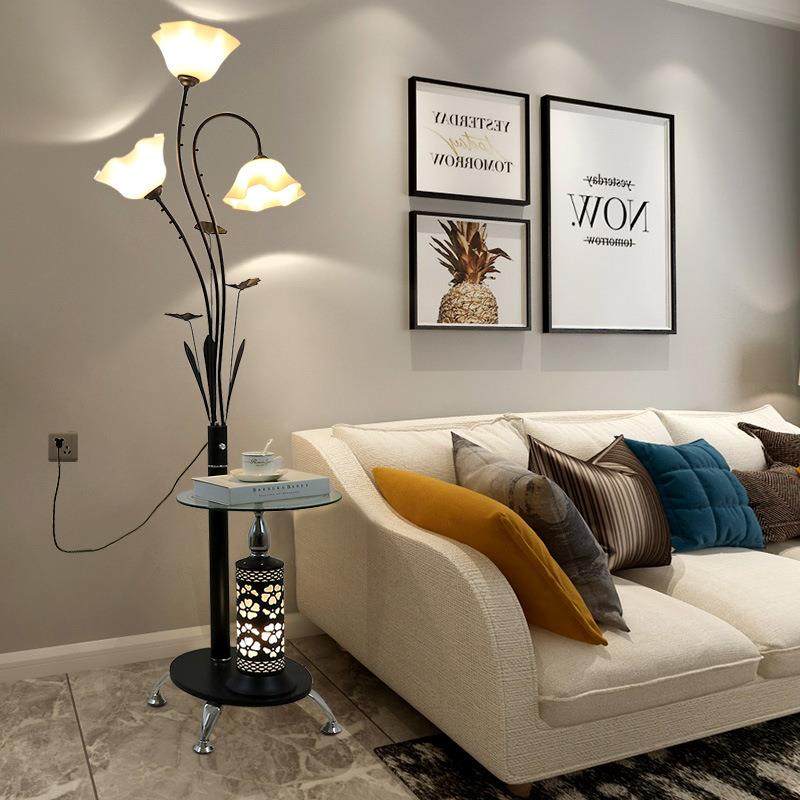 落地灯客厅简约现代茶几北欧卧室个性创意装饰带置物架网红沙发灯