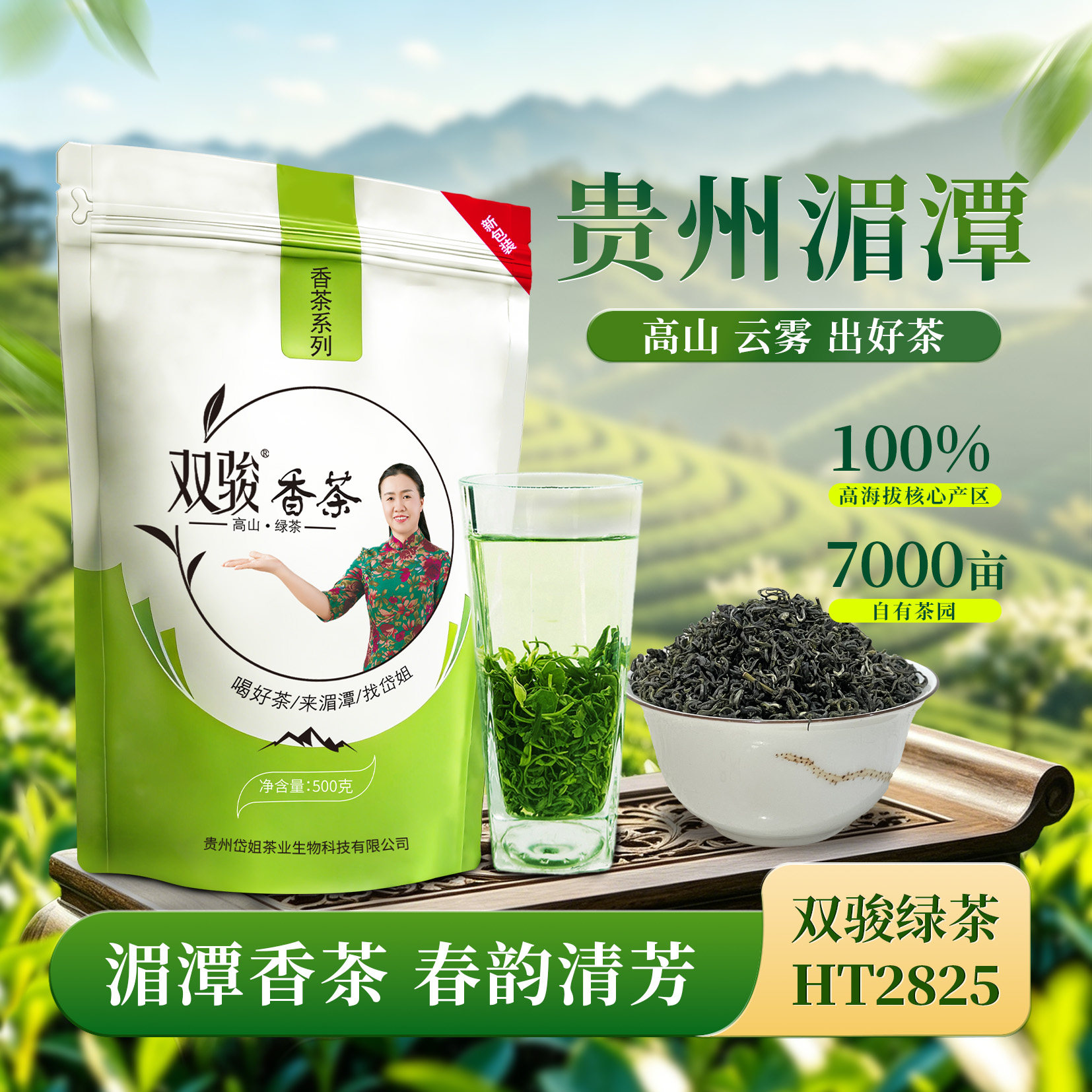 【HT2825】贵州遵义湄潭高山云雾香茶系列绿茶500克