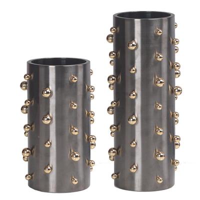 北圆欧轻奢花瓶瓶设计感家居圆珠柱花器高CTR件级感摆插客厅花装