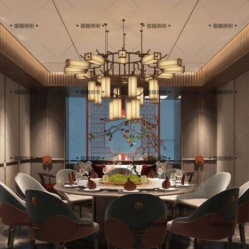 新中式餐间大吊包灯饭店火锅布包间卡座368厅主灯商用餐饮包厢艺