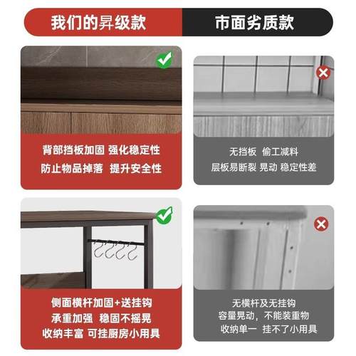 厨房物架落多层餐边柜现代简约地厨房柜储物柜客置纳厅置物收zwj0