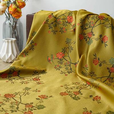 XB4625-2辅新中式花鸟旗袍色织马甲国古风面复多色盘扣衫料装饰料