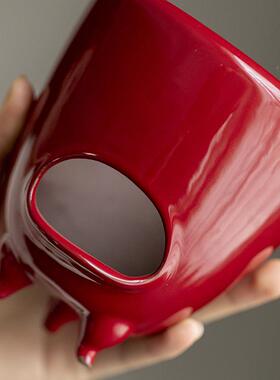 赭红陶瓷围炉煮茶器蜡烛温茶小炉酒精炉小炉炉子zch2368风火茶炉