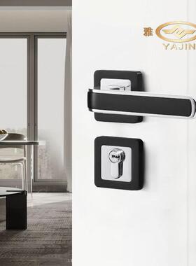 黑色卧现室代简约室内静音房门锁家用卫13-212|1生木门间通用型实