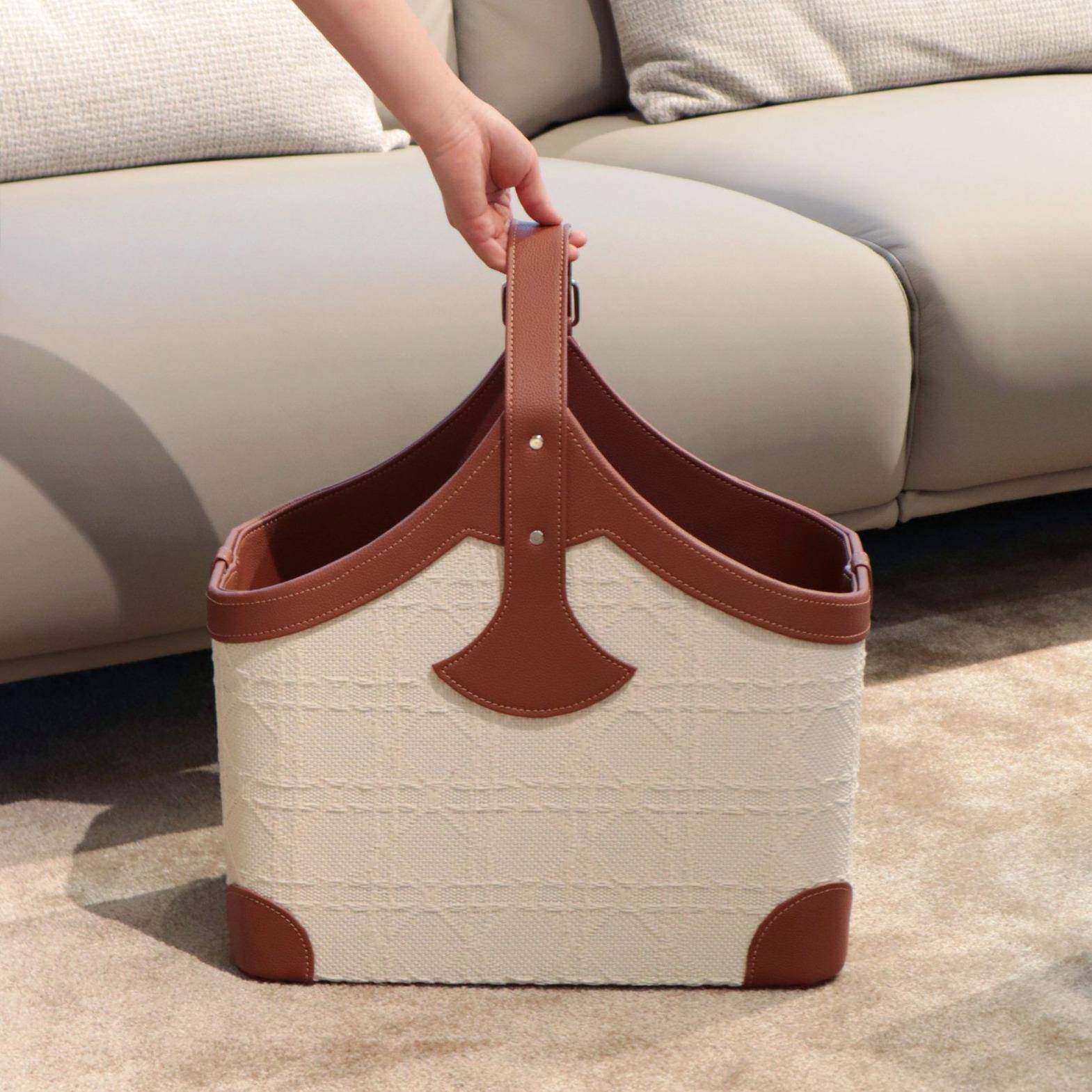 H-62式手提式间收纳筐皮革收纳篮纳卧室衣帽脏衣篓客厅沙发法收筐,收纳整理,脏衣篮,淘宝优惠券,粉丝福利购,淘宝优惠卷