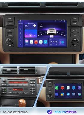 适用于9-6款宝马E46车载安卓GPS导y航大5598屏0ca8rpla倒车影像一