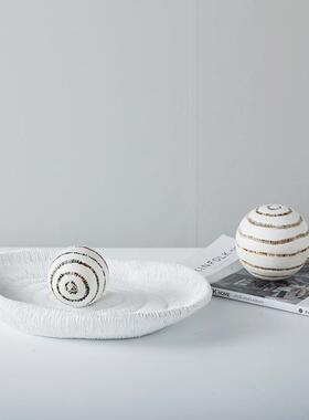 极简肌理盘摆件代极简软装托GD-A1025样几板房间现客厅茶白色桌面