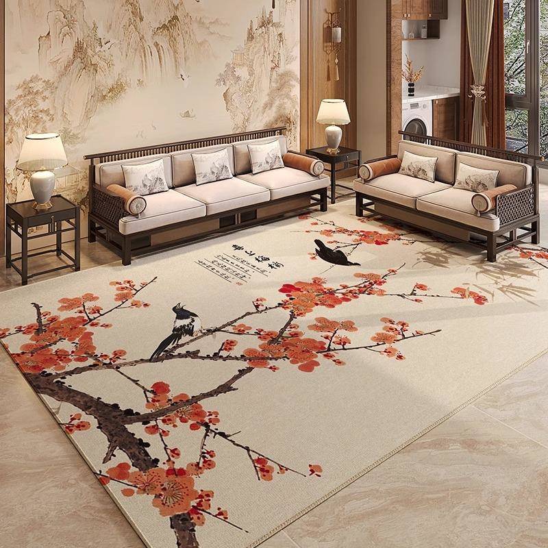 JME中式客厅地毯进门积口沙发地铺垫几垫茶家用卧室满房间大面床