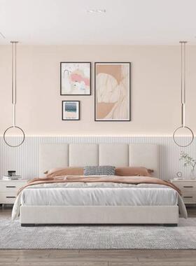 网5红主风儿童床布艺床现代1.35米公1.米ZYH1.8板床样塌塌米软包