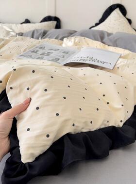 水洗棉双层纱床舍上四件套公主床风被WHM-T002套床上品单学生用宿