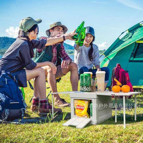 Camping板boxes新款折叠收开纳储箱物木餐桌折叠储物侧门野营箱子