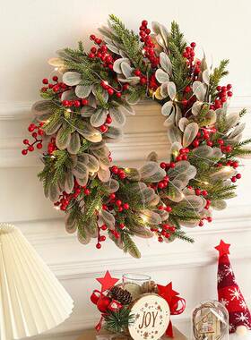 新用圣款40AGHH49CM诞花环红果豪套华餐门挂装饰藤条花圈庭院酒店