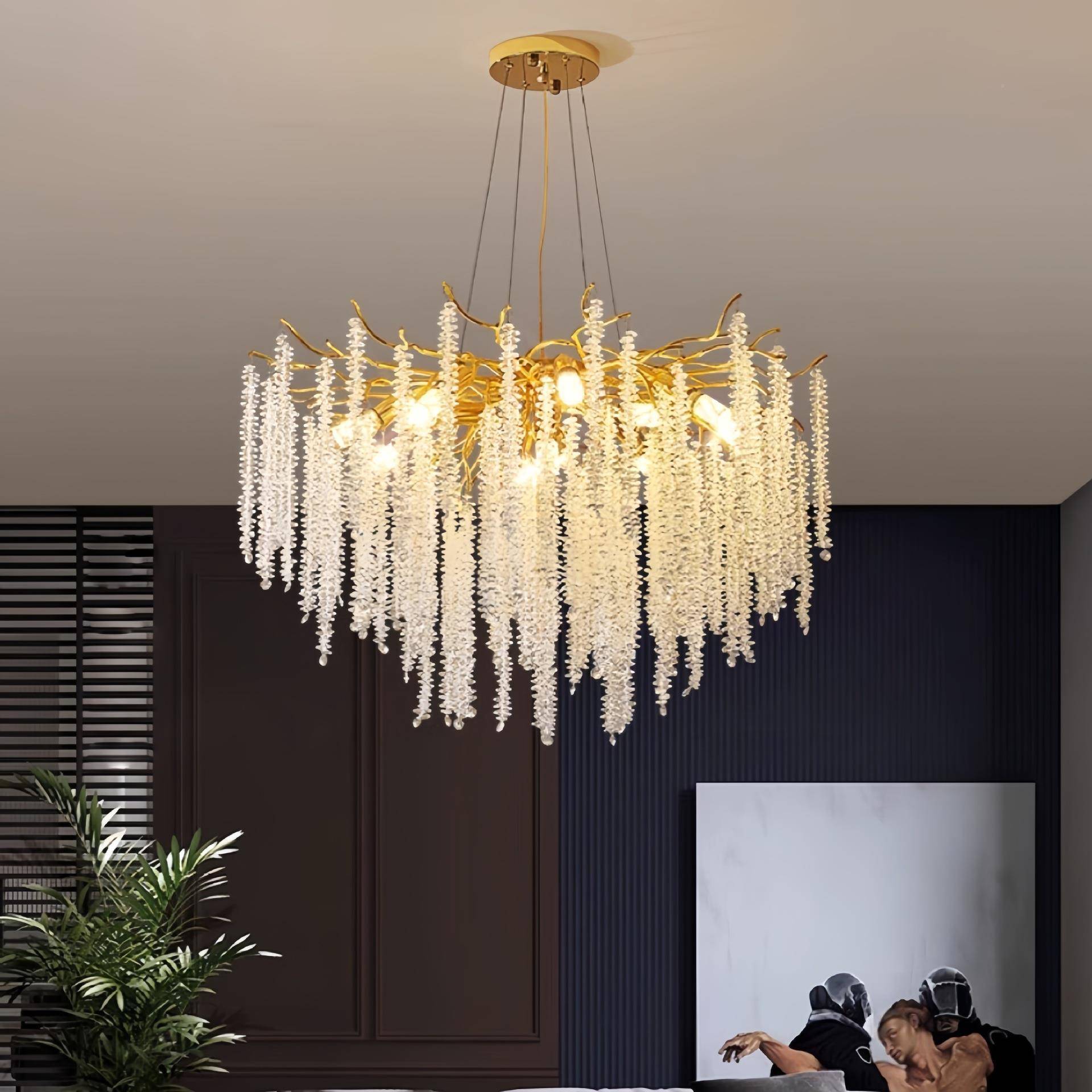 轻奢树吊法式流苏232枝客厅水晶大灯现代简灯约卧室餐厅高档气别