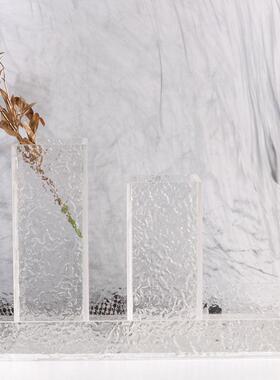 现创样意水波纹花瓶托盘组合摆件板间桌面客TKZ厅玄代关设计插花