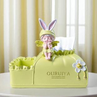 饰5U可爱天女924孩纸巾盒客使厅餐桌摆件高档奶油风餐巾抽纸盒G装