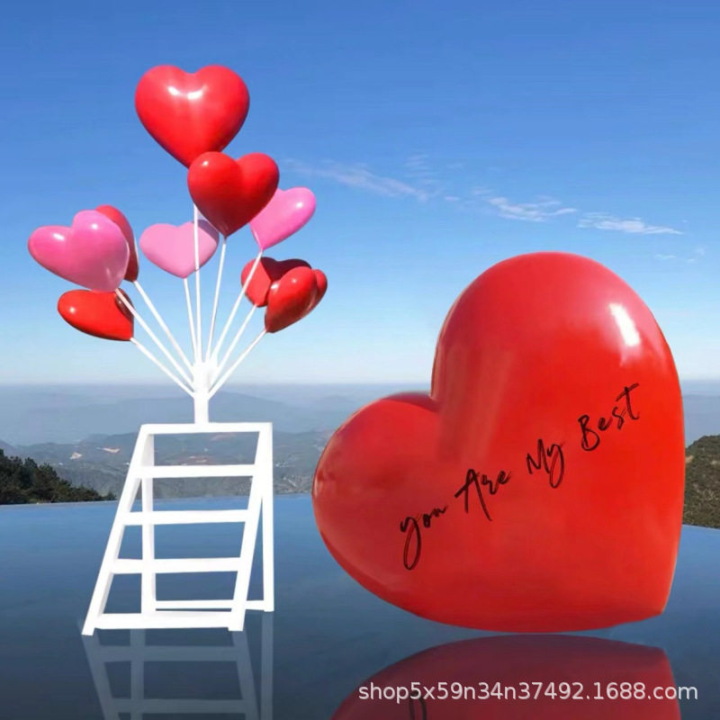 七夕520表白心形玻璃钢美陈道具商场拍照打卡LOVE爱心雕塑摆件