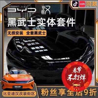 比改亚汉e/dmi/p黑武493v士前脸黑化标镀铬亮条熏黑贴纸装迪外观