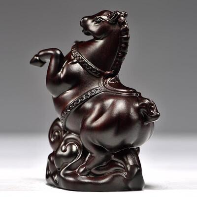 实木马摆件黑檀木雕马工JTK艺客品轻奢厅装饰唐品桌面肖摆设生马