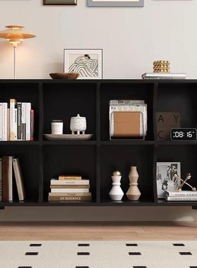 简约创现代黑色格C4Cd2G2d子柜网红高柜子颜值物餐边柜书柜落储地