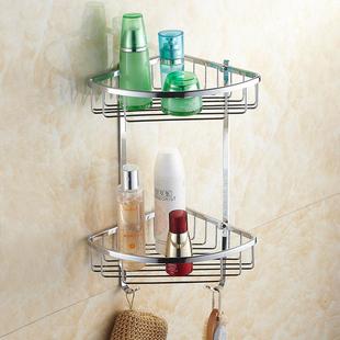 主全铜体PVD锆金色双层三角篮浴生室角置架置物篮拐角2L3202层卫