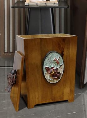 垃桶家用厅创意中实式FS75FS72木大号带盖办公卧客室厨房餐厅圾纸