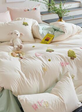 新母婴A类水款洗棉巾绣被TJZ毛套四件套学生床单人床三件套床单笠