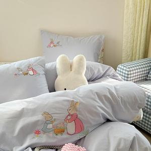 田园花小碎可爱纯棉四套1.51.8全youzi棉床单卡通刺绣被套学m生3