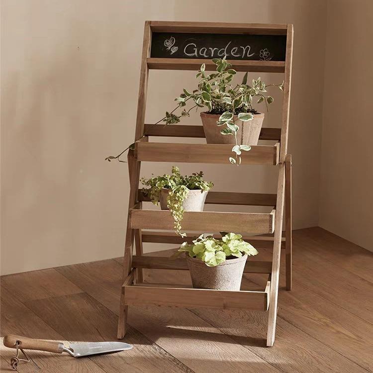 多层实落式架子阳地台木质多肉置物花BZJ架木折叠户外花园多层花