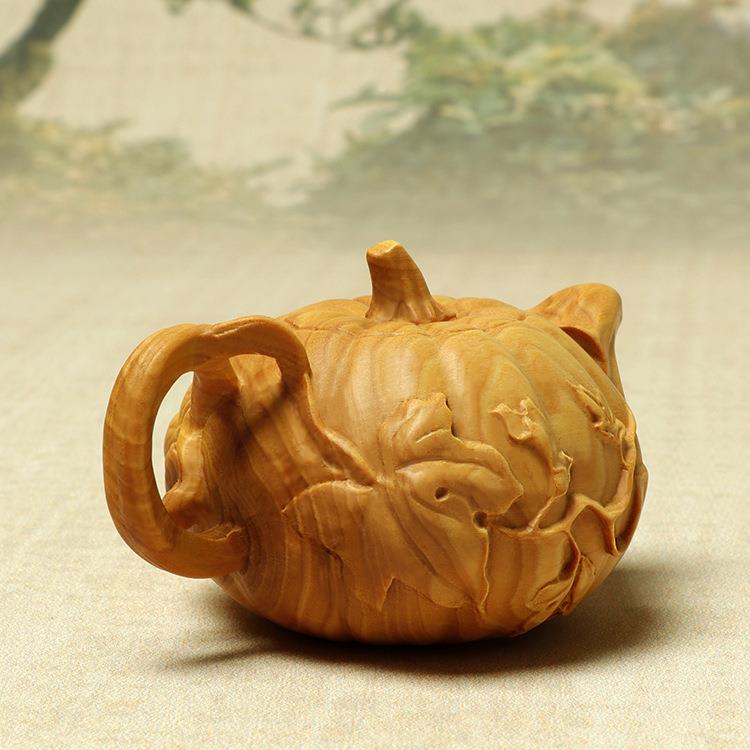 茶家黄杨雕刻南瓜壶把LSE把壶把木件摆件宠礼品厂把把胡