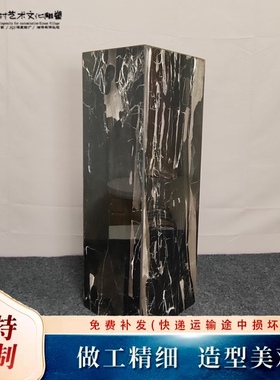 银白龙大理石雕塑艺术品样板房摆件台工艺品底座展示柱摆台雕塑台
