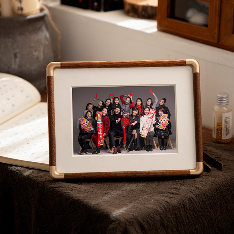 全家福框架摆台6 7 8寸洗相片打印加放大挂墙高级感实木相框定制