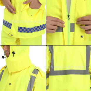 反光衣雨套装荧光黄成裤人交雨通骑行巡逻执勤分体雨衣可式印L臻