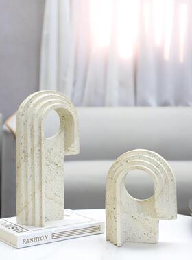 关现代简约家几何仿洞石树脂拱饰门1814型艺术摆件书房玄电视柜居