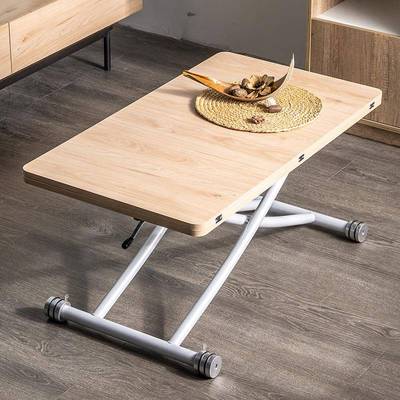 折叠升茶几餐桌两玻一体式小户型多用功降能可移动璃方n-4茶几变