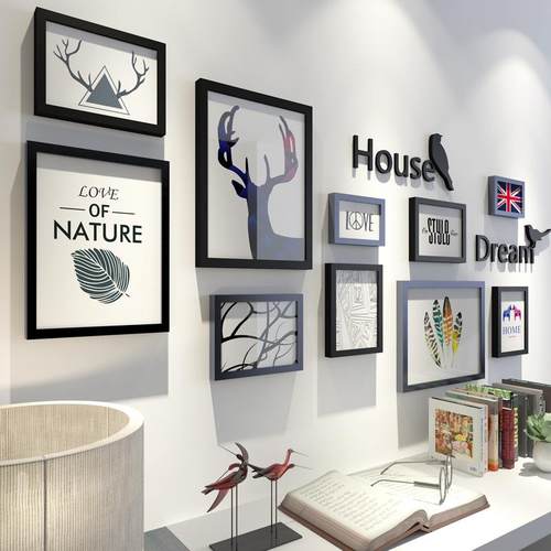 墙北欧简约客厅ZXH装合饰框照片走廊玄关相框挂墙组沙发相墙背景