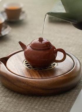 胡桃储水木式壶承干INU茶盘新中式小型干泡台家用实木盘泡紫砂壶
