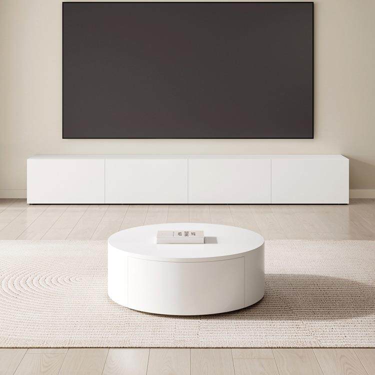 白色电视柜北电欧地小型视柜落茶几组合现DLN代简约奶油户风电视