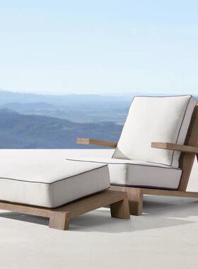 沙墅户外发实木别室外庭院花园休闲躺铝椅合金露天阳台XSO防腐木