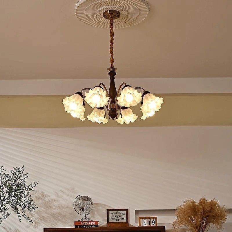 木法式中古奶油风风实创浪漫美式复古客厅卧室意餐厅灯具692花朵,家装灯饰光源,智能吊灯,淘宝优惠券,粉丝福利购,淘宝优惠卷