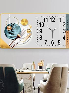 ?现简约餐厅装饰画带沙时钟表轻奢饭F7675T8J厅餐桌房厨挂画客厅