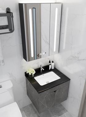 北欧简生约岩板浴室挂56272墙式卫间智镜柜酒店能工程浴室柜柜组