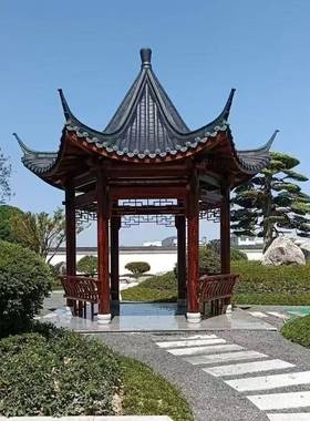 户外防腐木凉亭屋仿四角六古角别庭院休闲木墅亭室外庭院96870实