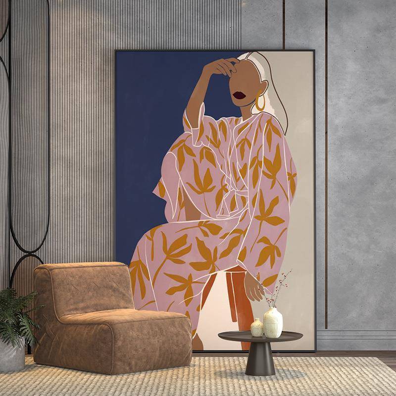 现代北欧风客厅饰画玄关装艺术小画众人物插EM-2249背景墙壁画竖