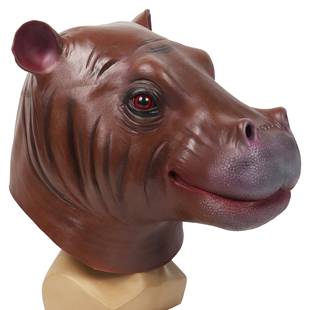 万圣节河马面具头套新具款憨厚马o面cs恶689搞搞笑动物河面具