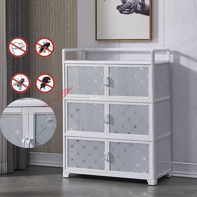 厨房储柜NXE碗柜家用置物柜易橱柜柜收纳柜茶水餐边柜简铝物合金