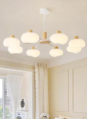 高亮客厅吊灯网奶油风原大木厅主灯欧60740简约温馨创意云团红餐